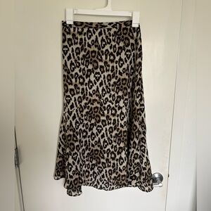 Banana Republic Leopard A-Line Midi Skirt in Beige & Black